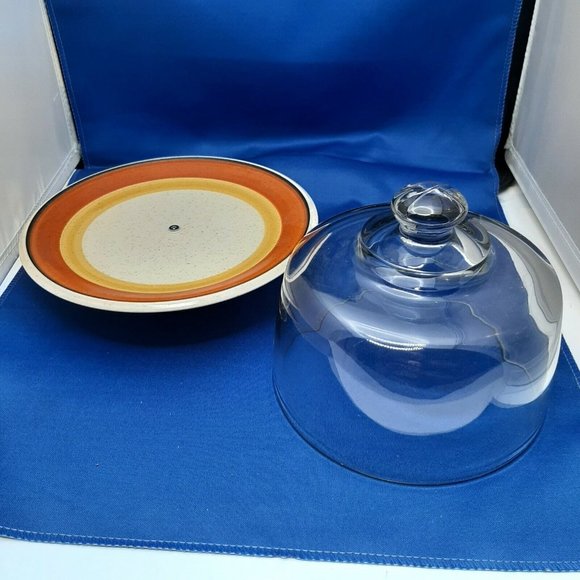MCM Cheese Domed Lid Tapas Butter Serving Dish W Dalton Tangerine Gold Speckle - Picture 2 of 9
